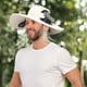 thumbnail image 1 of Sombrero de pesca con ventilador solar, ala ancha, ajustable en 3 velocidades, malla transpirable, para hombre, para actividades al aire libre, gorra refrescante, equipo deportivo y de ocio., 1 of 8