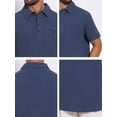 thumbnail image 7 of DARING DIVA Men's Linen Chest Pocket Short Sleeve Casual Hawaiian Shirts 2XL Dark Blue, 7 of 7