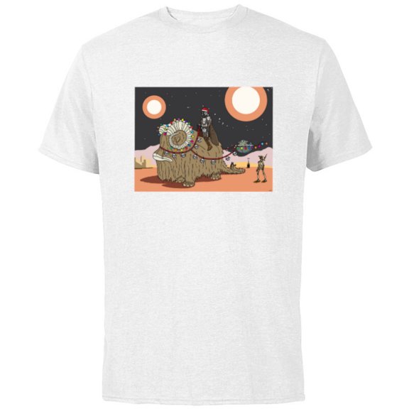 Star Wars Mandalorian & Grogu Christmas Jingle Bell Bantha - Short Sleeve Cotton T-Shirt for Adults - Customized-White