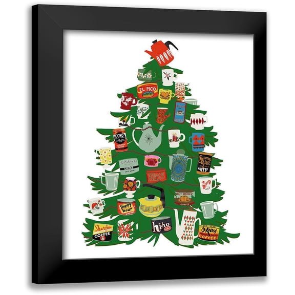 Bucheli, Jen 12x14 Black Modern Framed Museum Art Print Titled - Retro Coffee Mug Christmas Tree