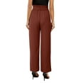 thumbnail image 2 of High Waisted Solid Color Women Elastic Waist Wide Leg Pants Trousers With Pocket, 2 of 4
