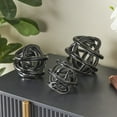 thumbnail image 2 of 5", 4", 4"W Black Glass Knotted Ball Knot Sculpture, by DecMode (3 Count), 2 of 10