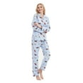 thumbnail image 5 of Apparonia Women's Pajama Sets 100% Cotton Flannel Ladies PJs Button Front Top Drawstring Bottoms Puppy Parade L, 5 of 6