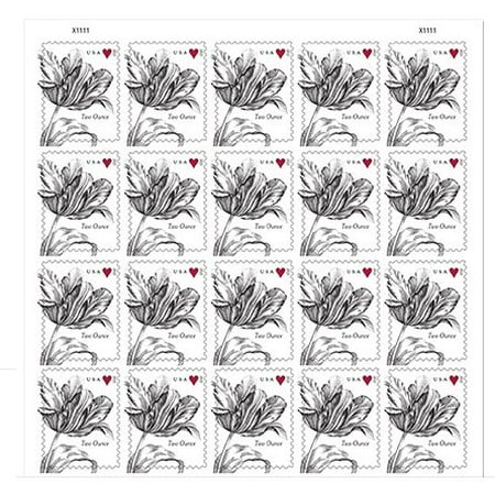 Vintage Tulip Sheet of 20 Two-Ounce Rate USPS Postage Stamps