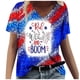 thumbnail image 1 of Tops Cortos para las Mujeres Día de la Independencia Patriótica Impreso Cuello en V, Camiseta Casual de Manga Corta para Diario, Hogar Y Cómodo, 1 of 4