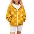 thumbnail image 6 of Women's Polka Dot Print Zip Up Drawstring Hooded Sweatshirt with Pockets, Long Sleeve Casual Comfortable Fashion Top for Autumn Winter Daily Wear, Beach Outings and All Season Yellow L, 6 of 7