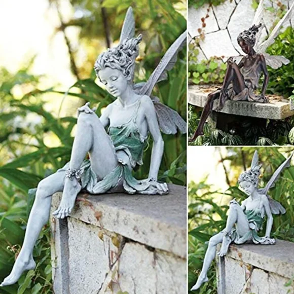 Garden Angel Figurines, Exclusive Brand Antique Stone Outdoor Decor, Unique Shape Resin Garden Sculptures
