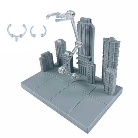 amagogo Diorama Platform Cityscape Base Action Figure Stand Articulated Support with Modular Skyscrapers Plastic Metal for Adult Figure Displays