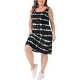 thumbnail image 2 of Vestidos de verano sin mangas de tie dye de talla grande Agnes Orinda para mujeres, vestido casual suelto tipo camiseta de playa 3X negro, 2 of 6