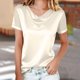 thumbnail image 1 of TaTaai Fashion Mesh Women Blouse Solid Color Rhinestone Bubble Short Sleeve V Neck Regular Fit Lightweight Shiny Machine Washable Daily Office Casual Wear Gift, 1 of 7