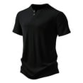 thumbnail image 2 of WREESH Men's Solid Notch Neck T-Shirts Casual Fashion Short Sleeve Workout Tops Black, 2 of 6