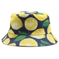 thumbnail image 3 of Sombreros de cubo con Estampado de cereza y piña de limón, gorras de Panamá para el sol para mujeres, hombres, niñas, pesca en la playa, algodón, frutas, sombrero de pescador, 3 of 5