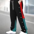 thumbnail image 2 of Zszcpp Mens Casual Pants Long Latest Color Matching Side Breasted Straight Stylish Button Lounge Trousers Casual Trouser, 2 of 7