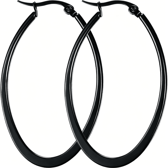 DESIGNICE Titanium Stainless Steel Oval-Shaped Hoop Earrings for Women