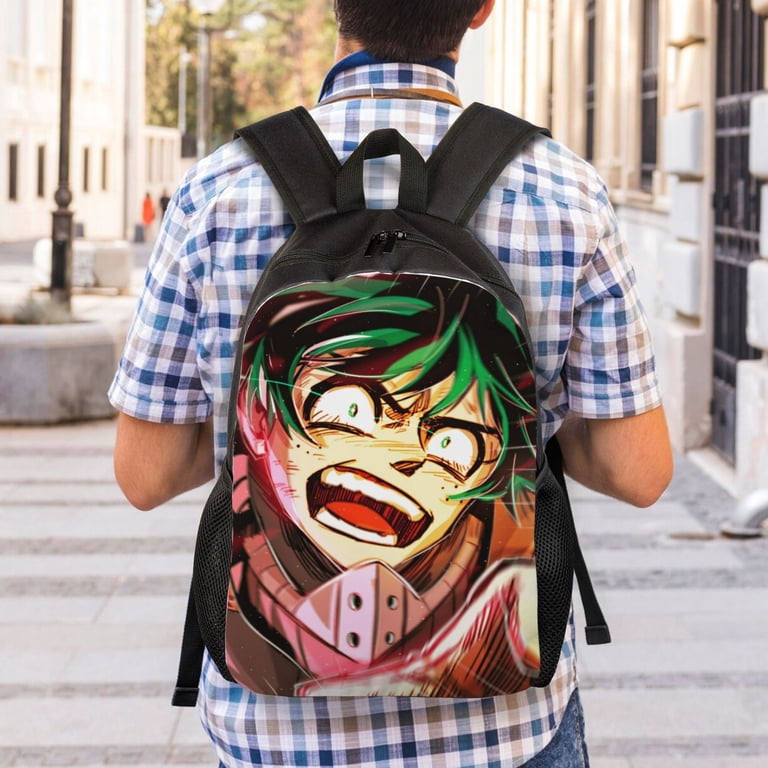 My Hero Academia Canvas Backpack Zip Up Pocket Adjustable Shoulder Straps Deku Izuku My Hero Academia School Bag Laptop Backpack  main image 4