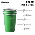 thumbnail image 6 of Sidagar 12 oz Stainless Steel Cups Metal Shatterproof Stackable Pint Drinking Glasses, 3 Pack Green, 6 of 7
