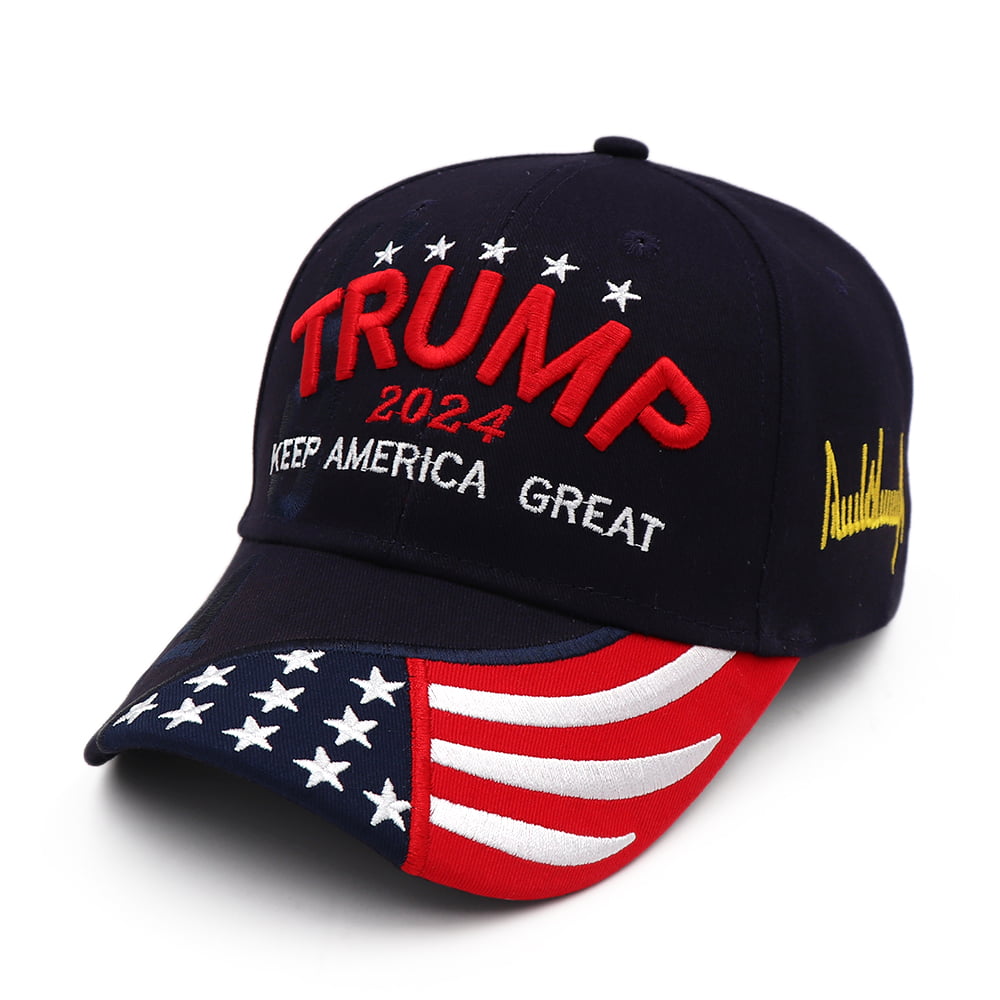Black USA Trump 2020 Embroidered  Adjustable Back Hat 