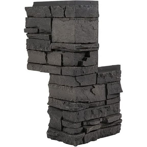 GenStone Faux Stacked Stone 90 Degree Outside Corner Panel 22.5" x 12" in Iron Ore Color for Do It Yourself Friendly Home Improvement Projects