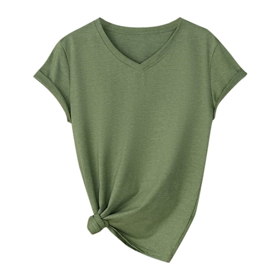Women's Stylish Solid Color V Neck T Shirt Loose Fit, Polyester/Spandex, for Daily Use, Multiple Sizes