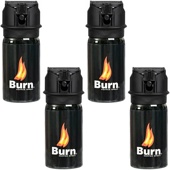 Burn Pepper Spray for Self Defense Max Strength - 1.35 fl oz Black 4 Pack