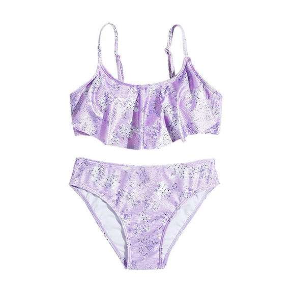 Mercatoo Toddler Baby Girls Swimsuit Ruffle Bikini 2Pcs Set Bathing Suit Kids Girl Summer Beach Outfits Swimwear