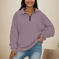 thumbnail image 4 of Povozer Women's Half Zip Oversized Sweatshirts Fleece Long Sleeve Hoodies Casual Sweaters(Pink,XL), 4 of 5