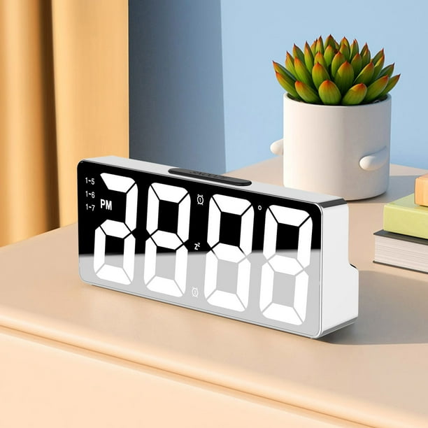 Reloj despertador digital LED simple con pantalla digital grande, moderno, con múltiples configuraciones, para escritorio, mesita de noche, estudio, cocina, espejo, reloj despertador digital