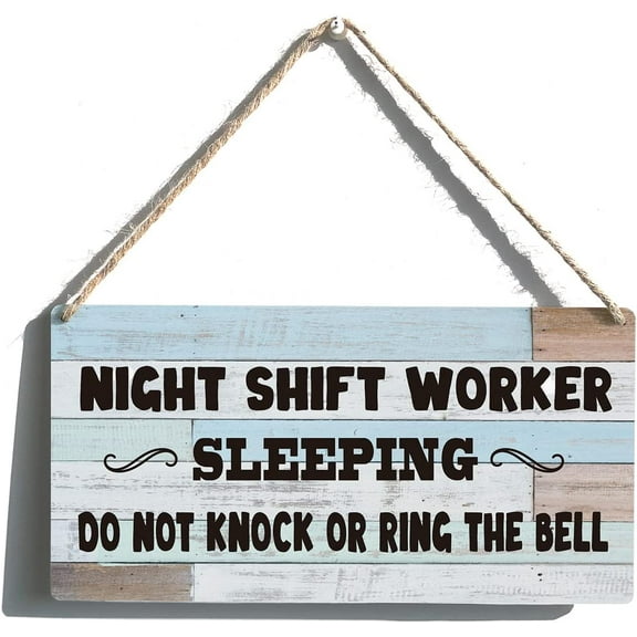 Do Not Disturb Sign Funny Farmhouse Night Shift Worker Sleeping Wooden Hanging Sign Rustic Retro Wall Art Decor for Home Office Decoration 10x5 Inch