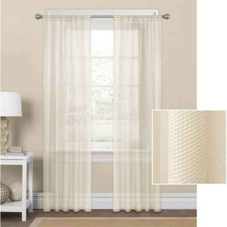 Mainstays Embossed Sheer Window Curtain Panel Walmart Com