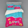 thumbnail image 2 of Love Duvet Cover Set, Valentine`s Day Themed Composition with Torn Paper Effect Romantic Cartoon Elements, Bedding Set with Shams and Fitted Sheet, 3 Sizes, by Ambesonne, 2 of 3