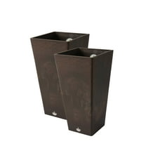 Algreen 17131 Valencia 10 in. by 20 in. Height 2 Square Planters, Brown Marble - Pack of 2