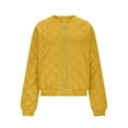 thumbnail image 4 of ClodeEU Womens Quilted Jackets，Long Sleeve Zip Up Bomber Jacket，Warm Winter Coat with Pockets Outerwear Yellow,Womens Plus M, 4 of 8