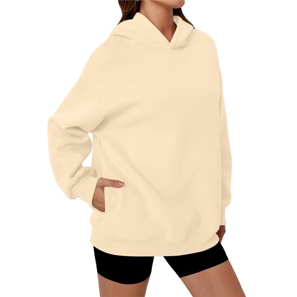 Sudaderas con Capucha de Gran Tamaño para Mujer, Sudaderas Cómodas, Conjuntos de Moda de Otoño, Blusas Casuales, Ropa de . Albaricoque S