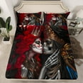 thumbnail image 2 of Manfei Skeleton Couple Lover Twin Sheet Sets 3pcs for Boys Girls,Gothic Style Floral Rose Twin Fitted Sheet Microfiber,Happy Valentine'S Day Breathable Flat Sheet,Lightweight Room Decor, 2 of 6