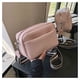 thumbnail image 1 of Bolsa de hombro de cuero, gran capacidad, compartimentos múltiples, mujer, pequeña bolsa cuadrada con correa ancha de PU rosa, 1 of 3