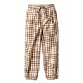 thumbnail image 7 of VBVC Women's Y2K Gingham Drawstring Jogger Pants , Casual Plaid Lounge Pants For Women , Ladies' Button Hem Trousers with Pockets, Khaki , S-2XL, 7 of 7