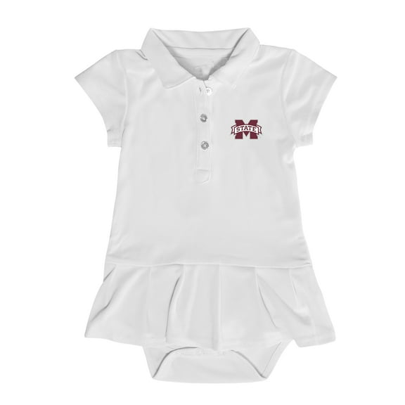 Girls Infant Garb  White Mississippi State Bulldogs Caroline Cap Sleeve Polo Dress