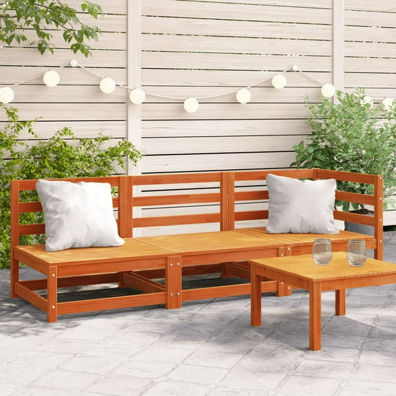 vidaXL Patio Sofa 3-Seater Wax Brown Solid Wood Pine