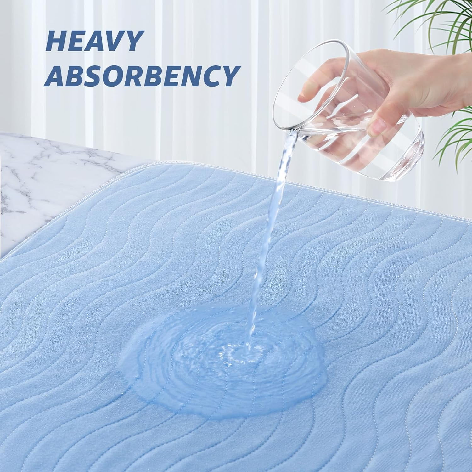2 Pack 34” x 52” Extra Heavy Absorbency Washable Underpads, Waterproof Quick Drying Nursing Pads Incontinence Bed Pads, Reusable Washable Pee Pads for Dogs, Diaper Changing & Adults