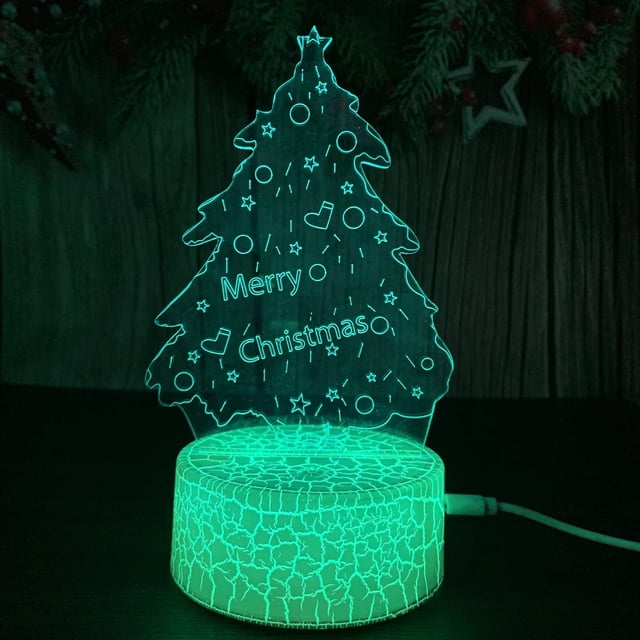 Árboles de Navidad LED 3D con luz nocturna que cambian de color para niños