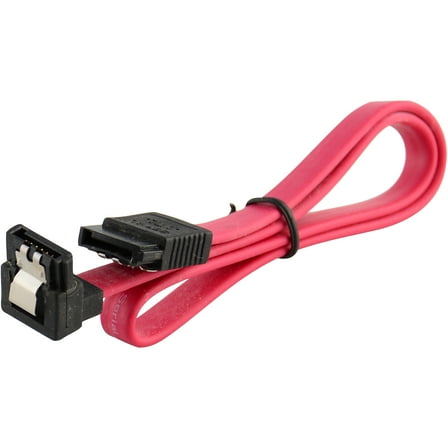 JacobsParts SATA Cable 3 Pack SATA III 6Gbps 90 Degree Right Angle with Locking Latch 18 Inches for HDD SSD - Red