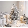 thumbnail image 2 of Mini Christmas Tree with Sliver Ornaments - 7.87" Artificial Tabletop Xmas Tree in Woven Basket, Small Holiday Decor for Desk & Window, 2 of 5