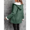 thumbnail image 6 of Women'S Fleece Collar Long Sleeve Hooded Button-Down Jacket with Pockets Grass Green XL, 6 of 8