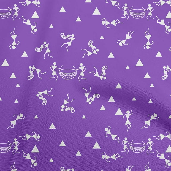 oneOone Polyester Spandex Purple Fabric Asian Floral Block Craft Projects Decor Fabric Printed By The Yard 56 Inch Wide