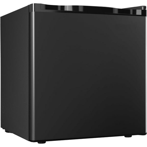1.7 Cu.Ft Mini Fridge with Freezer, Reversible Single Door Compact Refrigerator, Adjustable Thermostat, Energy Saving, Mini Fridge for Bedroom, Office, Dorm, Black