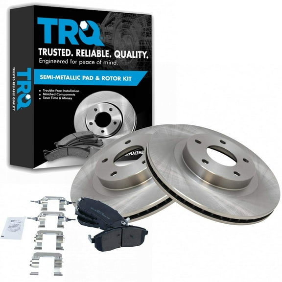 TRQ Front Brake Pad & Rotor Kit Brake Pads Brake Rotor Semi-Metallic Fits Select 2002-2004 INFINITI I35 2002-2006 Nissan Altima 2002-2003 Maxima