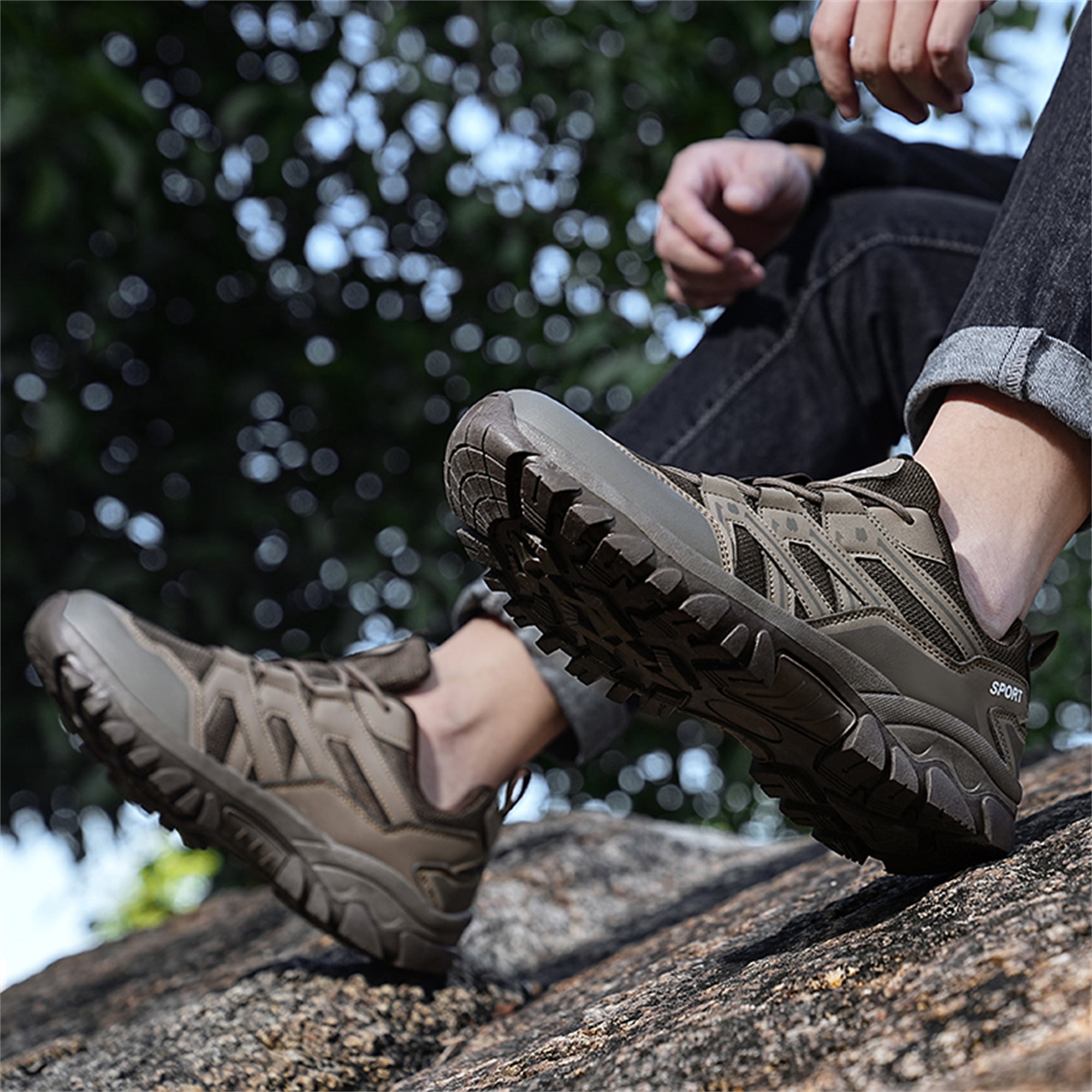 LASUDRAA Unisex Non-Slip Breathable Hiking Shoes for Men Women, Outdoor Trekking Trail Sneakers for Camping Walking