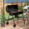 thumbnail image 2 of Barrel Charcoal BBQ Grill with 420 sq.in. Cooking Area, Outdoor Barbecue with Wheels, Ash Catcher and Built-in Thermometer for Patio Picnic, Backyard Party, Black, 2 of 9
