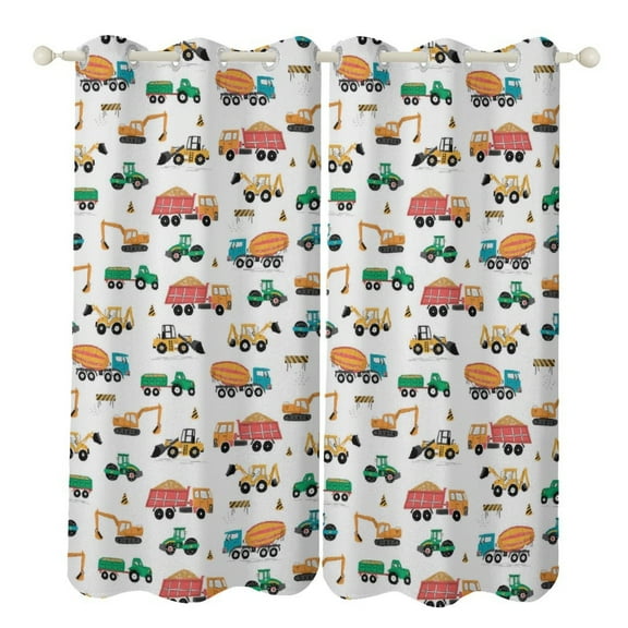 Cartoon Engineering Car 2 Panels Curtains for Bedroom Living Room Drapes Kitchen Window Curtain Home Decor