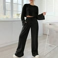 thumbnail image 2 of Giftesty Women's Fall Winter Fashion Solid Color Ribbed Knit Loungewear Set Top and Pants for Daily Home Wear, 2 of 6